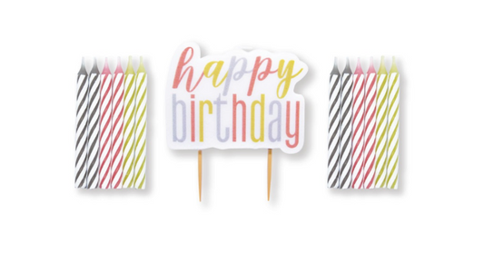 Rose Gold Happy Birthday Pick Candle & Spiral Candle Set  13pc