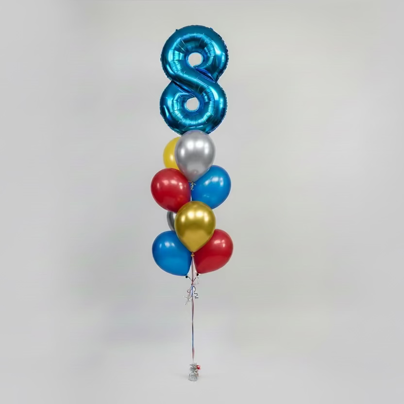 Decorative balloons with numbers in a store setting